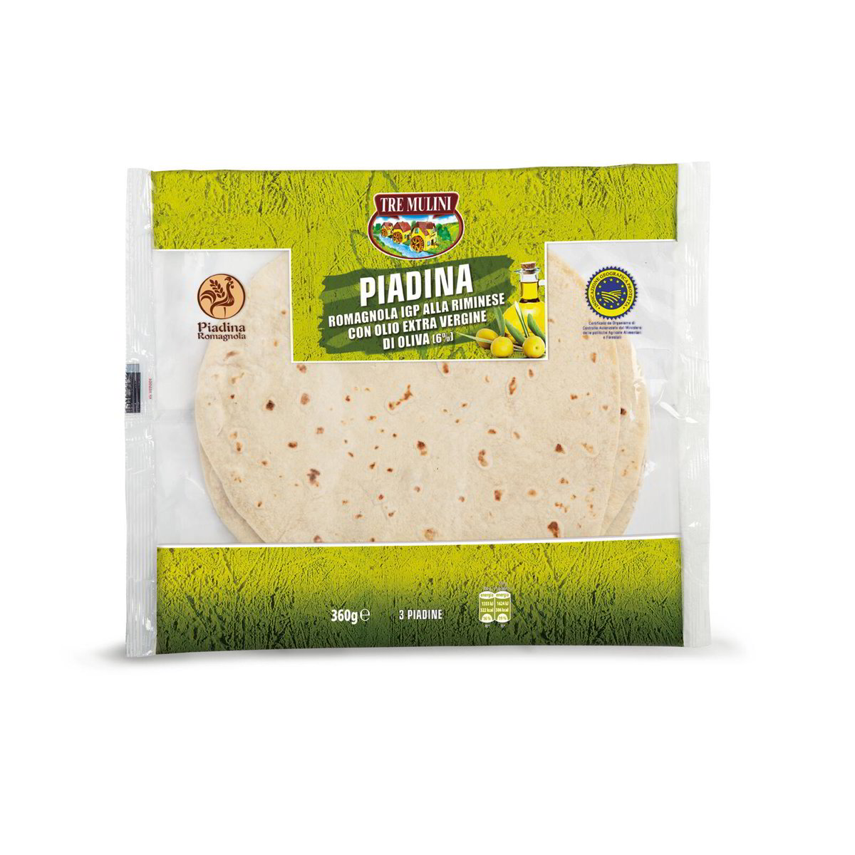 Piadina Romagnola Igp Con Olio Extra Vergine Di Oliva Tre Mulini