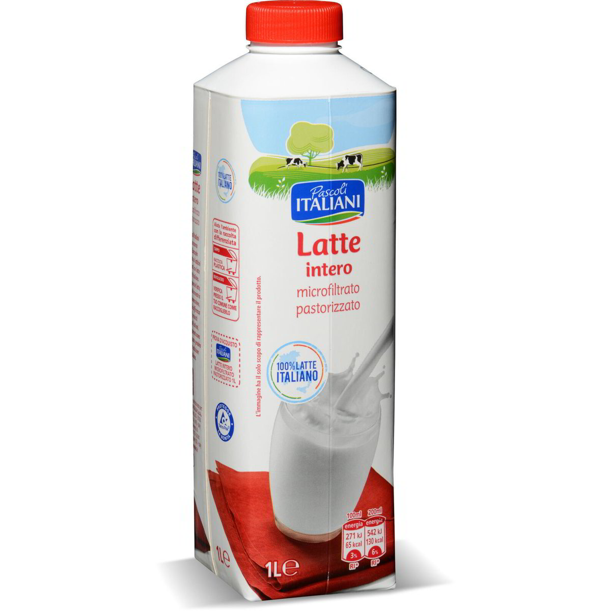 Latte intero microfiltrato pastorizzato pascoli italiani