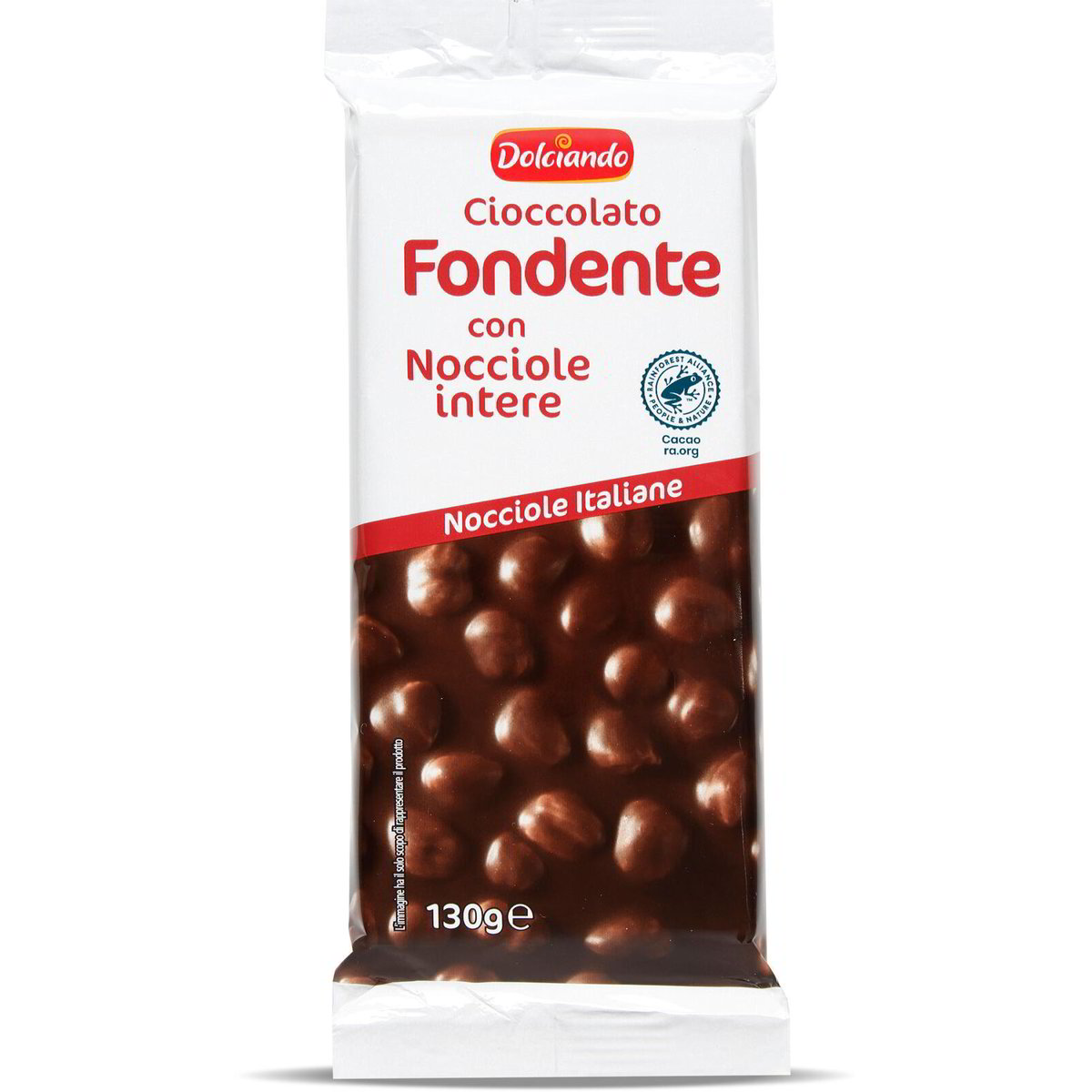 Barretta cioccolato fondente con nocciole intere DOLCIANDO 130g in