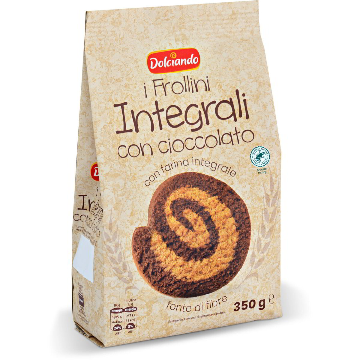 Biscotti frollini integrali con cioccolato DOLCIANDO 350g in dettaglio