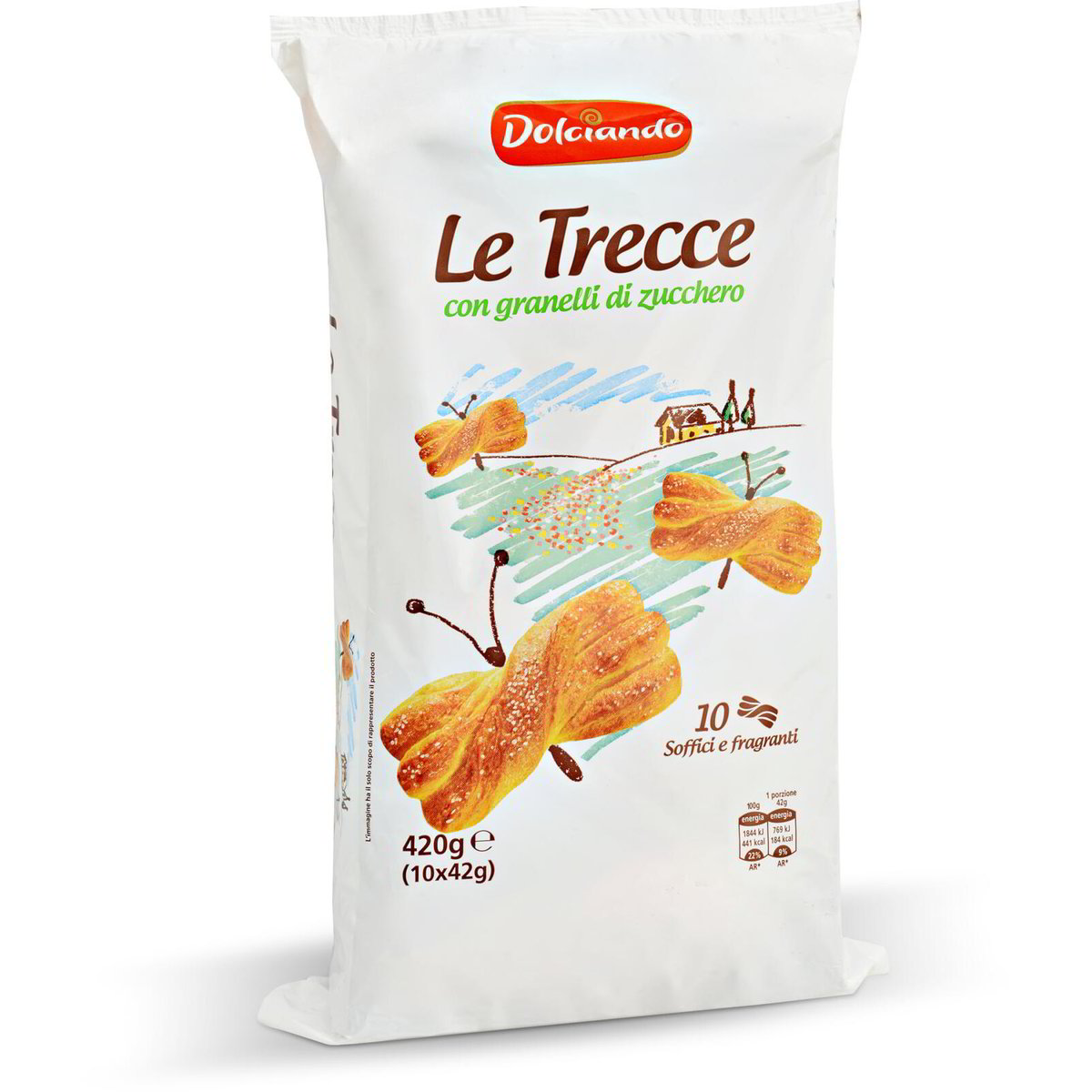 Brioches trecce con granelli di zucchero DOLCIANDO 420g (10 x 42g) in