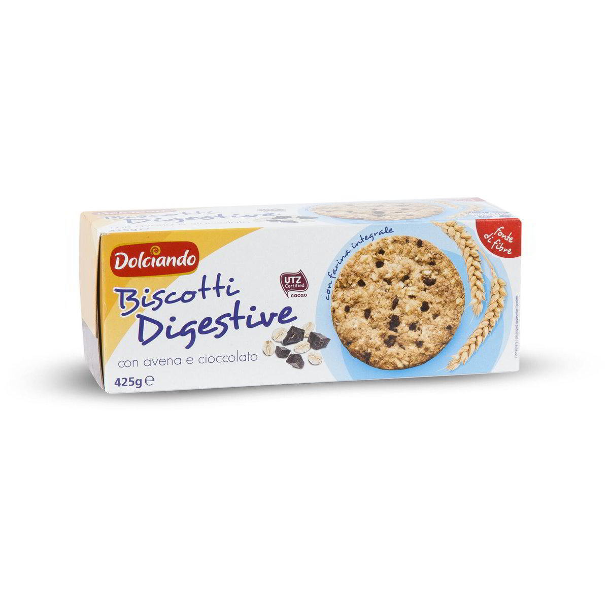 Biscotti digestive con avena e cioccolato DOLCIANDO 425g in dettaglio