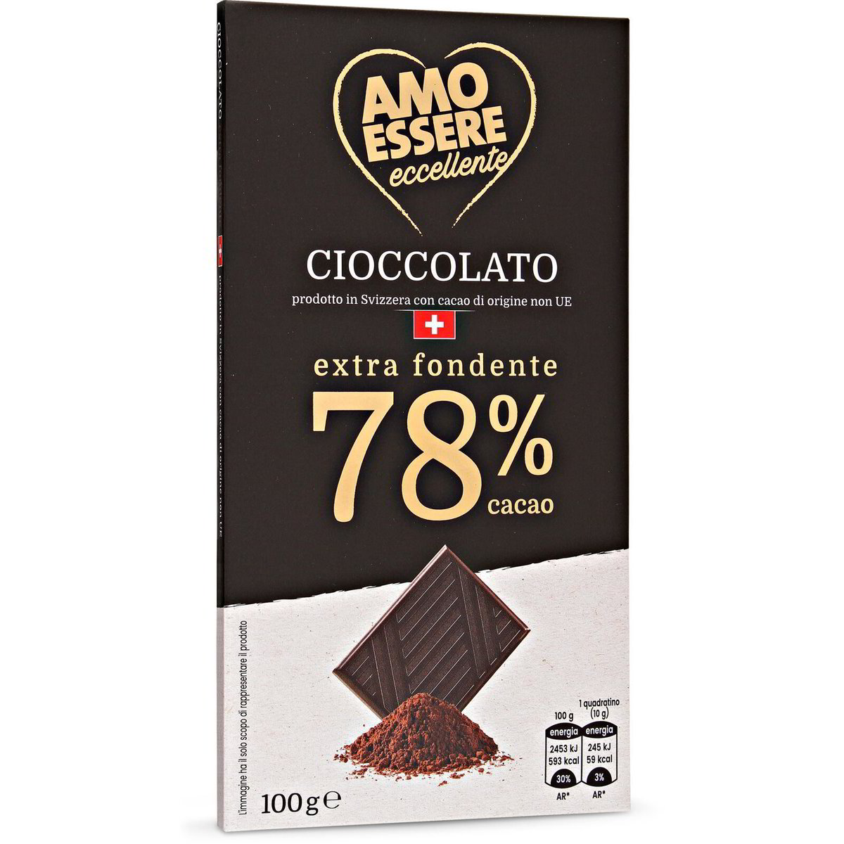 Cioccolato extra fondente cacao 78 amo essere eccellente Eurospin