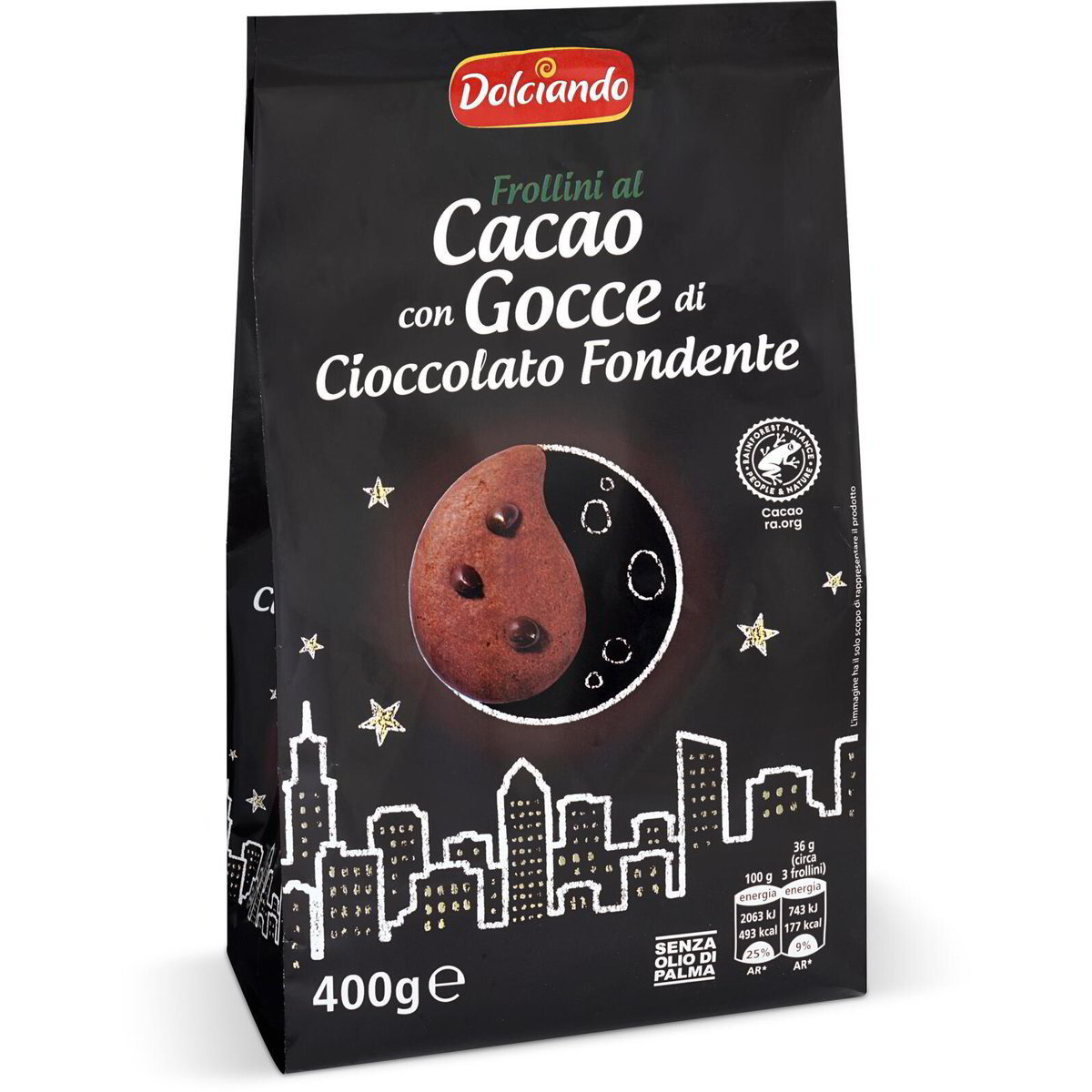 Biscotti frollini al cacao con gocce di cioccolato fondente dolciando