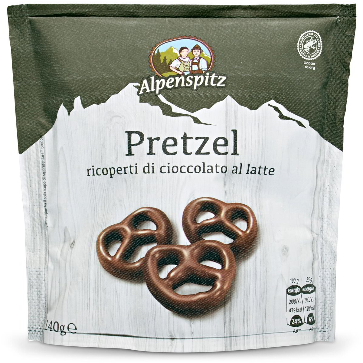 Pretzel ricoperti di cioccolato al latte alpenspitz Eurospin Spesa Online